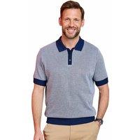 Pegasus Men's Knitted Short Sleeve Polo Shirt with Contract Collar Cuff & Trim in Navy | Size: 3XL