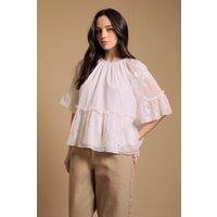 Oasis Women's Chiffon Peplum Blouse in Ivory | Size: 10