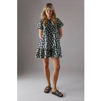 Warehouse Women's Organza Puff Sleeve Swing Mini Dress in Floral | Size: 12