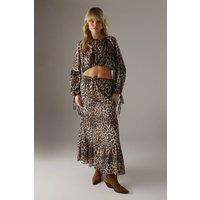 Warehouse Women's Animal Shadow Stripe Drawstring Waist Tier Maxi Skirt | Size: 8