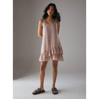 Warehouse Women's Floral Chiffon Asymmetric Tier Mini Sundress in Pink | Size: 10