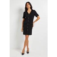 Wallis Women's Ponte Button Shift Dress in Black | Size: 16