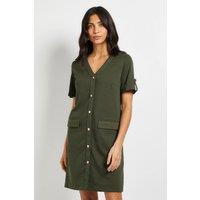 Wallis Women's Ponte Button Shift Dress in Khaki | Size: 16