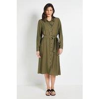 Wallis Women's Collared Button Through Shirt Dress in Khaki | Size: 16