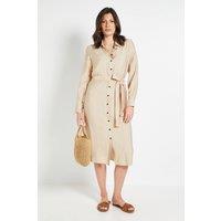 Wallis Women's Collared Button Through Shirt Dress in Stone | Size: 16