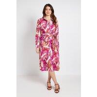 Wallis Women's Palm Print Collared Button Through Shirt Dress in Pink | Size: 14