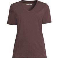 Lands' End Women's Supima Short Sleeve V-neck T-shirt in Brown | Size: 14-16