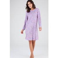 Damart Women's Long-Sleeve Floral Jersey Nightdress - Soft, Breathable Sleepwear in Purple | Size: Small