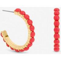 Mood Women's Gold Plated & Coral Bead Hoop Earrings