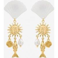 Mood Women's Gold Plated Statement Shell Drop Earrings