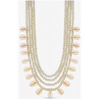 Mood Women's Silver Plated Shell & Bead Multirow Necklace