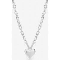 Mood Women's Silver Plated Polished Heart Necklace