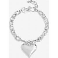 Mood Women's Silver Plated Polished Heart Bracelet