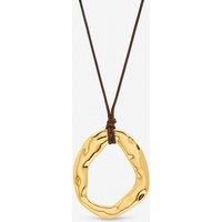 Inicio Women's Gold Plated & Brown Cord Open Pendant - Gift Pouch