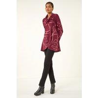 Roman Women's Printed Cowl Neck Stretch Top in Burgundy | Size: 14