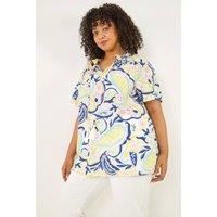 Roman Women's Curve Abstract Print Gathered Top in Yellow | Size: 16