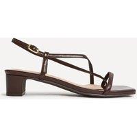 Linzi Women's Arden Brown Faux Leather Block Heeled Sandals | Size: 8-Standard Fit