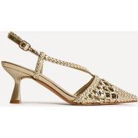 Linzi Women's Cadence Gold Handwoven Court Heels | Size: 4-Standard Fit