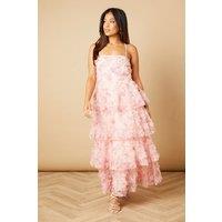 Oasis Women's Petite Floral Textured Strappy Midaxi Dress in Blush | Size: 12