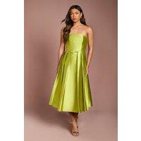 Coast Women's Scalloped Strapless Midi Dress in Chartreuse | Size: 12