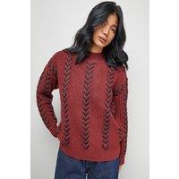 Warehouse Women's Whipstitch Detail Oversized Jumper in Dark Red | Size: Large