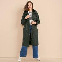 Lands' End Women's Hooded Long Waxed Coat in Green | Size: 14-16