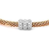 Jewelco London Women's Rose Silver CZ Beaded Magnetic Popcorn Necklace