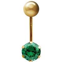 Jewelco London Women's 9ct Gold 6mm CZ Solitaire Banana Belly Bar Piercing 10mm in Green