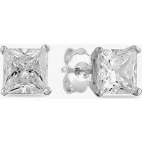 Starbright Women's Silver 6mm Four Claw Square-Cut Cubic Zirconia Stud Earrings E304(6X6M) 3A