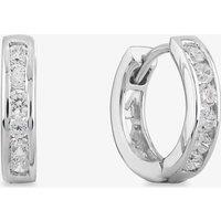 Starbright Women's Silver Small Cubic Zirconia Cut-Out Heart Huggie Earrings E3040(2M) 3A