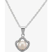T.H.Baker Women's Sterling Silver Freshwater Pearl & Cubic Zirconia Pendant PNW70246FW in White | Size: 16-18inch