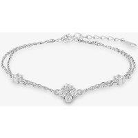 Rosa Lea Women's Flower Double Chain Bracelet BJ-BR214C in Silver | Size: 18 inches