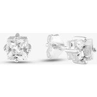 T.H.Baker Women's Silver 5mm Square Cubic Zirconia Stud Earrings 8-58-3319