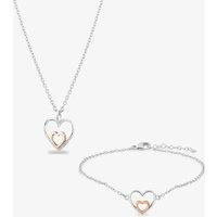 Rosa Lea Women's Double Heart Bracelet AM-2THB027806 in Silver | Size: Adjustable