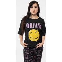 Nirvana Women's Grunge Smile Pyjamas in Black | Size: Medium