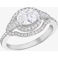 T.H.Baker Women's Silver Cubic Zirconia Shoulder Set Halo Ring 8.84.8759 Q