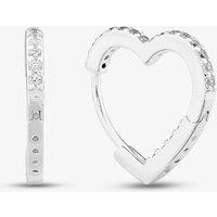 T.H.Baker Women's Sterling Silver Cubic Zirconia Heart Huggie Hoop Earrings S4198