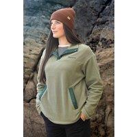 Rapanui Clothing Women's Snap Button Polar Fleece Pullover in Olive | Size: 12