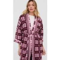 Raffya Women's Ally Abstract Print Long Line Cardigan in Pink | Size: 12