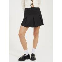 Brave Soul Women's Soft Jersey Pleated Mini Skirt in Black | Size: Small