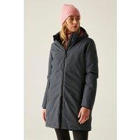 Regatta Women's Marron Longline Hooded Breathable Waterproof Insulated Jacket in Grey | Size: 12