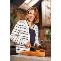 Weird Fish Women's Romilly Pointelle Striped Cardigan in Cream | Size: 8