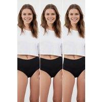 WOVCOR Women's 3 Pack Seamless High Waist Knitted Briefs in Black | Size: Medium
