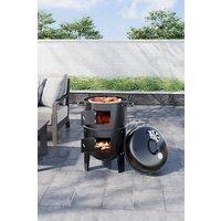 Garden Sanctuary Outdoor BBQ Upright Smoker Charcoal Grill in Black