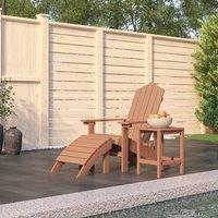 Berkfield Home Garden Adirondack Chair with Footstool & Table HDPE Brown