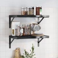 Berkfield Home Wall Shelves 2 pcs 50x30x3 cm Black Stainless Steel | Size: 50 x 30 x 3 cm