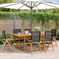 Berkfield Home 7 Piece Garden Dining Set Black Poly Rattan & Solid Wood