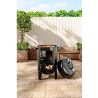 Living and Home Outdoor Upright Smoker Grill Charcoal BBQ in Black