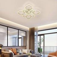 NIVOR LED Leaf Ceiling Light 100W Dimmable Flush Mount 8-Head with Remote in Silver
