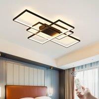 NIVOR 3 Square Acrylic Modern Dimmable LED Ceiling Light 70W Remote Black